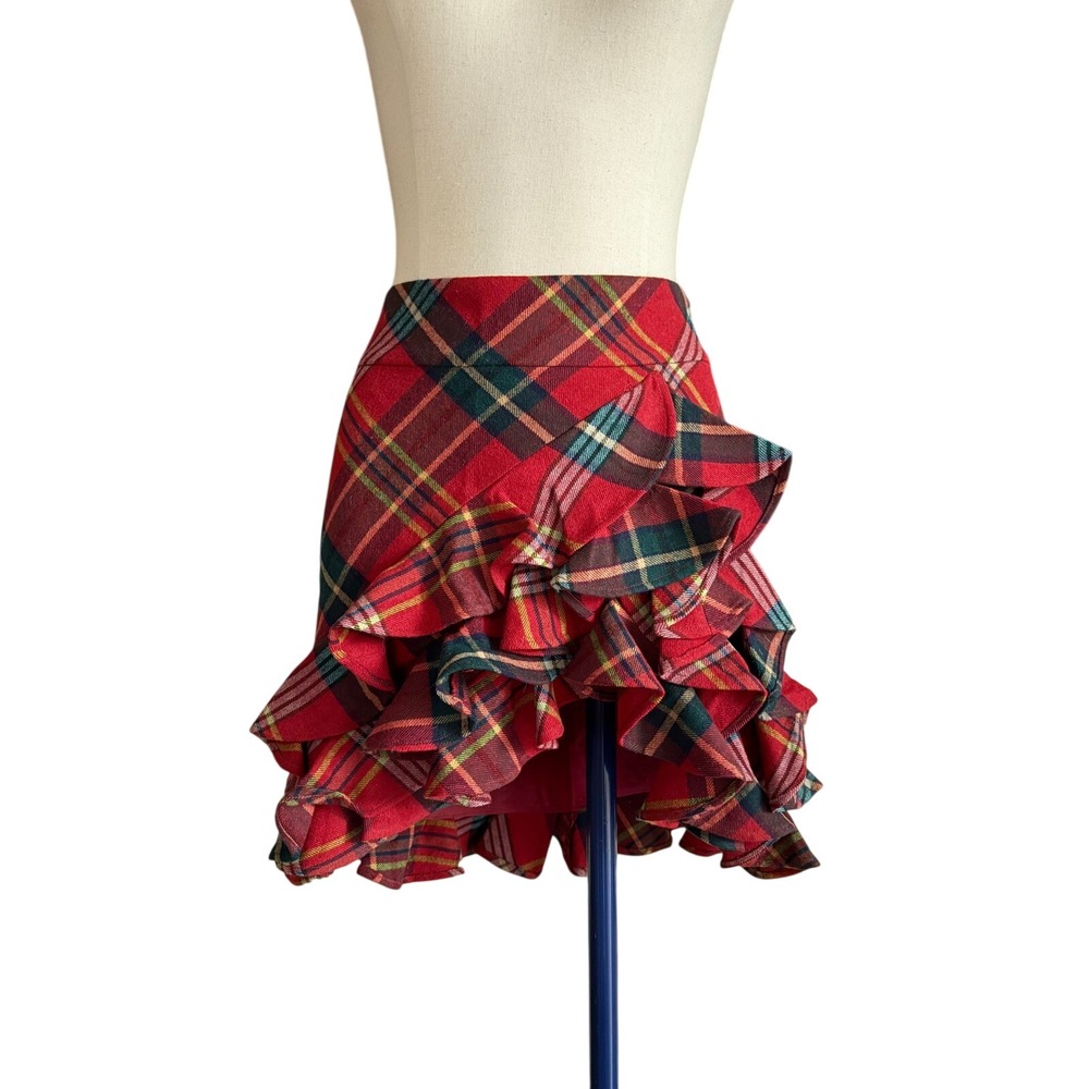 Rare Vintage Red Tartan Plaid Mini Skirt from "Rugby" Ralph Lauren